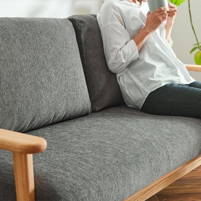 【組立設置込】木製ソファ　オーデンセ　幅162cm　2.5人掛け　レッドオーク　グレー【配送不可地域：離島】