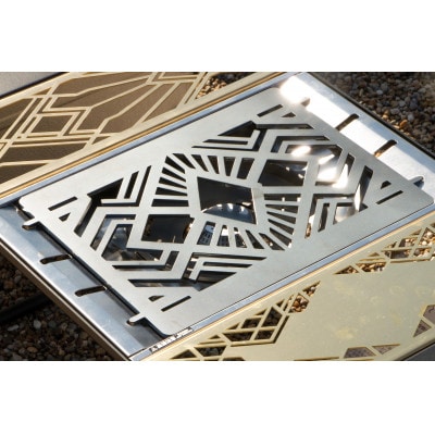 oka-d-artの黒皮鉄板 フラット バーナー五徳鉄板 アウトドア鉄板 ソロ鉄板 デザイン1