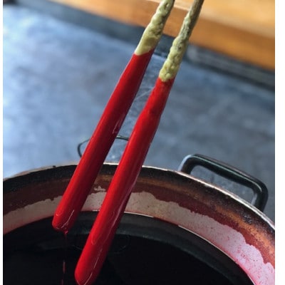 朱　ダルマ25本入り(約8cm)全工程手作り国内産ハゼの実蝋を100%使用〈伝統工芸品　和ろうそく〉