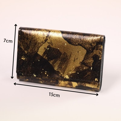 京都レザー　名刺入れ　【金色:雅】