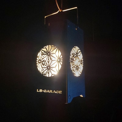 LEDランプシェード　麻のは文様丸型