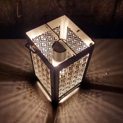 LEDランプシェード　組亀甲文様四角