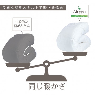 [春・秋用]究極に軽く、蒸れない羽毛ふとん (セミダブルロングサイズ)170×210cm(HVG)