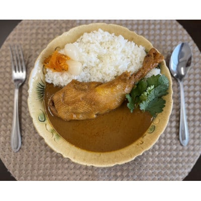 【食卓が騒然】国産おやどりの骨付きモモが丸ごと1本!/六ツ美のあの肉カレー辛口(4個セット)