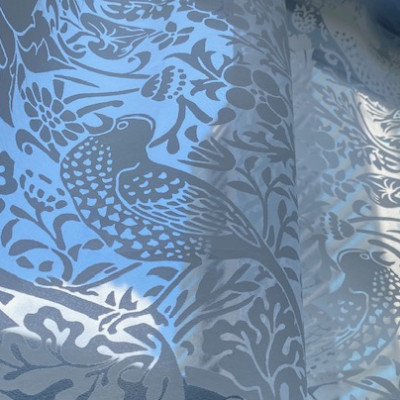 ウィリアムモリス　レースカーテン　200　いちご泥棒　リビング階段などに　突っ張り棒仕様　