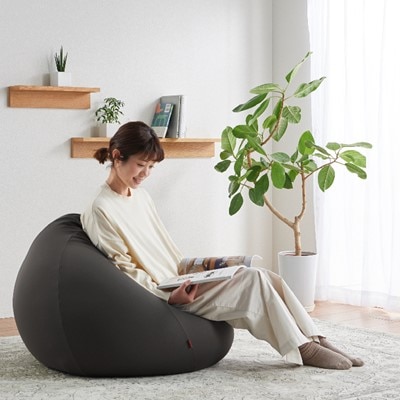 【ハナロロ】 ビーズクッション おっきいオニオン170リットル ニットカバー付(ベージュ)