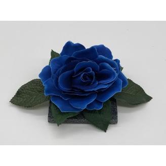 咲く石シリーズ『一輪のバラ』 大輪青いバラ