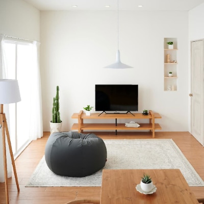 【ハナロロ】 ビーズクッション メガオニオン360リットル ニットカバー付(チャコールグレー)