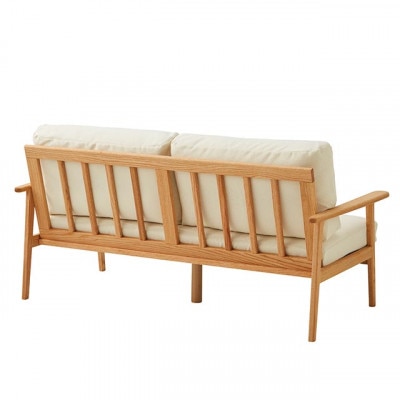 【組立設置込】木製ソファ　オーデンセ　幅162cm　2.5人掛け　レッドオーク　オフホワイト【配送不可地域：離島】