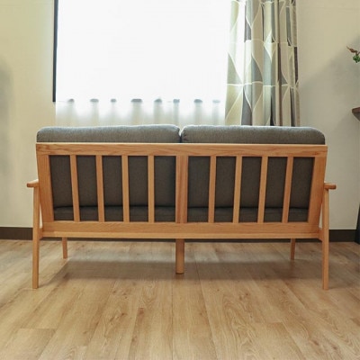 【組立設置込】木製ソファ　オーデンセ　幅162cm　2.5人掛け　レッドオーク　グレー【配送不可地域：離島】