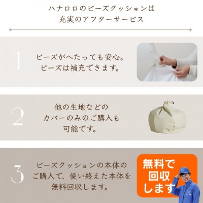 ハナロロのビーズクッション アンティークオニオン 170L レザーカバーセット(クリーム)