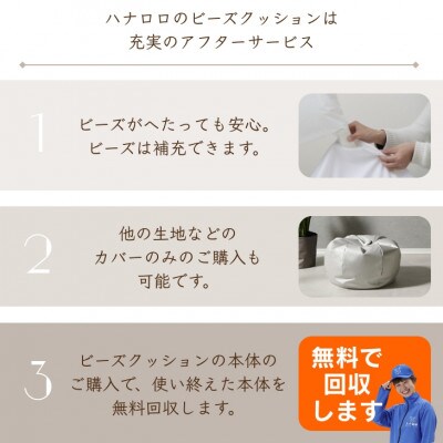 ハナロロのビーズクッション シルクレザーオニオン170L カバーセット シルキーブラウン