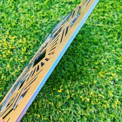 oka-d-artの黒皮鉄板 フラット バーナー五徳鉄板 アウトドア鉄板 ソロ鉄板 デザイン1