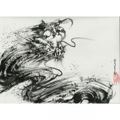 【RayES/レイエス】ダブルウォールグラス　RDS-002　300ml　墨絵・龍