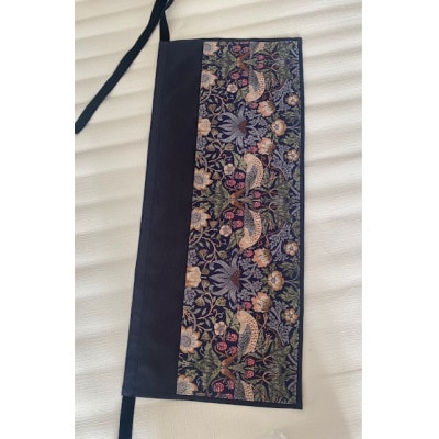 【ウイリアムモリス】　カフェ　エプロン　いちご泥棒　紺