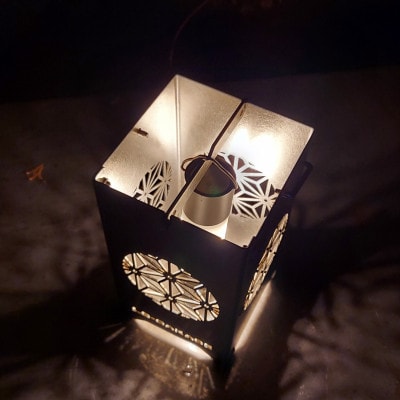 LEDランプシェード　麻のは文様丸型