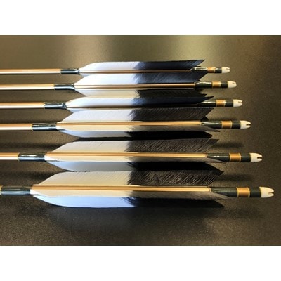 七面鳥アルミ矢「2015」　6本組(シャフト色:茶　矧ぎ糸:黒系)