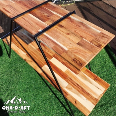 oka-d-art (ロゴレーザー刻印入り) アウトドア アイアンラック 2段タイプ