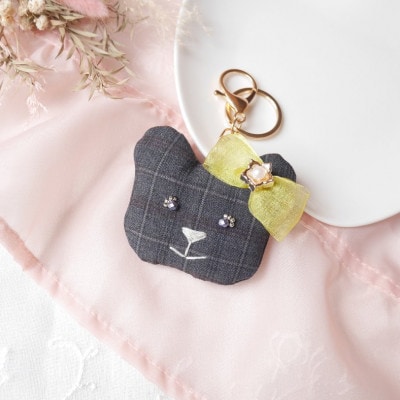 【高級スーツ生地使用】大人オシャレなくまのバッグチャーム