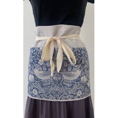 【ウイリアムモリス】　カフェ　エプロン　いちご泥棒　アイボリー