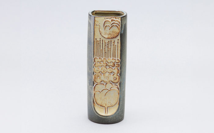 【瀬戸焼】花器 植物レリーフ オーバル緑(大) 【かしわ窯】 / 瀬戸焼 ギフト 一輪挿し 花瓶 花器 インテリア [BBAJ006]