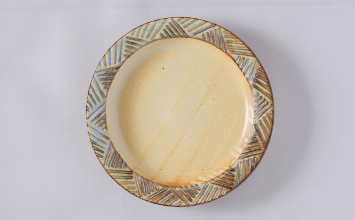 【瀬戸焼】窯垣の小径シリーズ　プレート 直径25cm 【かしわ窯】 / 瀬戸焼 ギフト 皿 プレート パスタ皿 カレー皿 [BBAJ014]