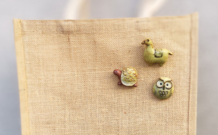 【瀬戸焼】動物ブローチ　5種セット（AC94-98）【かしわ窯】　/　瀬戸焼 ギフト ブローチ / 瀬戸市 [BBAJ023]