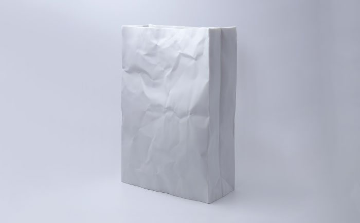 【瀬戸焼】クリンクルスーパーバッグ#1 花器 【セラミック・ジャパン】 / 花器  ギフト プレゼント / 瀬戸市 [BBBC013]