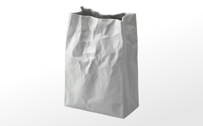 【瀬戸焼】ニュークリンクルスーパーバッグ#1 花器 グレー 【セラミック・ジャパン】 / 花瓶 インテリア ギフト プレゼント / 瀬戸市 [BBBC015]