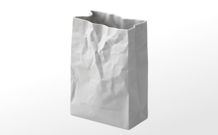 【瀬戸焼】ニュークリンクルスーパーバッグ#3 花器 グレー 【セラミック・ジャパン】 / 花瓶 インテリア ギフト プレゼント / 瀬戸市 [BBBC017]