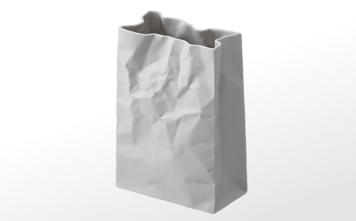 【瀬戸焼】ニュークリンクルスーパーバッグ#4 花器 グレー 【セラミック・ジャパン】 / 花瓶 インテリア ギフト プレゼント / 瀬戸市 [BBBC018]