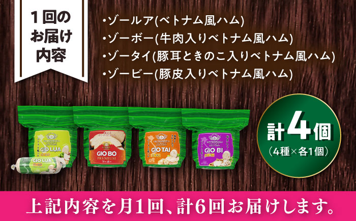 【全6回定期便】ベトナムハム Lサイズ 4種セット / ハム はむ ベトナム ベトナム料理 / 瀬戸市 / 株式会社フードフォース [BBBE014]