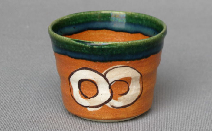 【瀬戸焼】手造り 鳴海織部丸紋呑み【山長陶苑】 / 焼き物 やきもの 湯呑 湯飲み [BBBH020]