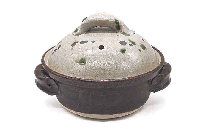 【瀬戸焼】手造り 弥七田織部6号土鍋【山長陶苑】 / 焼き物 やきもの 手作り 土鍋 鍋 ６号 [BBBH021]