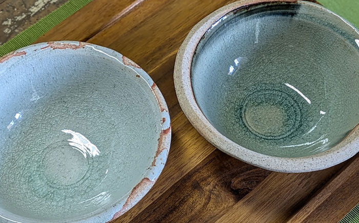 【瀬戸焼】灰釉6.0ボウルペア(灰釉丸紋・伊賀灰釉) 【山長陶苑】 / 瀬戸焼 サラダボウル 麺鉢 ペア 贈り物 [BBBH034]