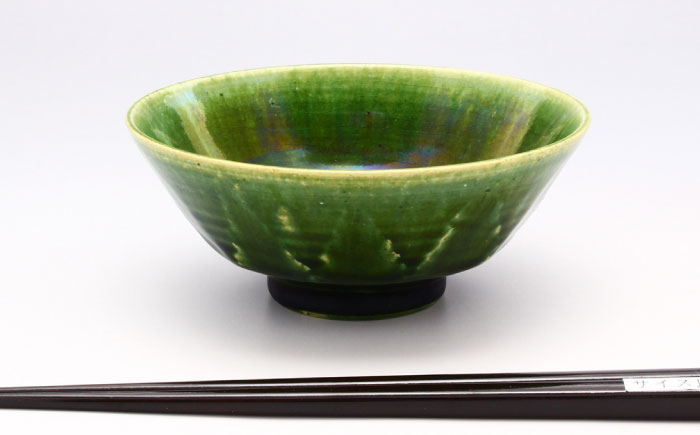 【瀬戸焼】織部面取飯碗 【山長陶苑】 / 碗 茶碗 ご飯茶碗 食器 和食器 / 瀬戸市 [BBBH043]