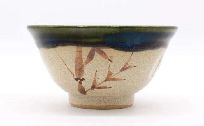 【瀬戸焼】織部竹絵飯碗 【山長陶苑】 / 碗 茶碗 ご飯茶碗 食器 和食器 / 瀬戸市 [BBBH051]