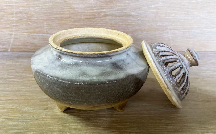 【瀬戸焼】酸化志野釉かけ分け柄　香炉【生宝陶苑】/ お香 アロマ ナチュラル インテリア [BBBW008]