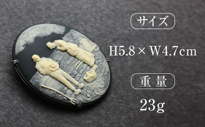 【GRAND CAMEO】　ミレー「晩鐘」 ブローチ＆ペンダントトップ 特大 / アクセサリー 装飾品 ブローチ ペンダント カメオ アンティーク レトロ / 瀬戸市 / 陶華 [BBCD008]
