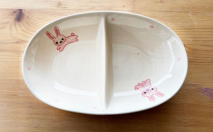 【瀬戸焼】子供用食器5点セット（うさぎ） 贈答品対応【窯元SOUSEN】/食育 子育て ギフト [BBCQ003]