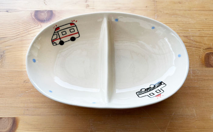 【瀬戸焼】子供用食器5点セット（パトカー・救急車） 贈答品対応【窯元SOUSEN】/食育 子育て ギフト [BBCQ004]