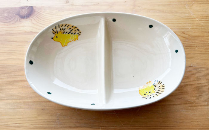 【瀬戸焼】子供用食器5点セット（はりねずみ） 贈答品対応【窯元SOUSEN】/食育 子育て ギフト [BBCQ005]