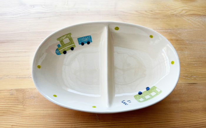 【瀬戸焼】子供用食器5点セット （汽車・バス）贈答品対応【窯元SOUSEN】/食育 子育て ギフト [BBCQ006]