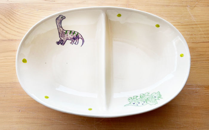 【瀬戸焼】子供用食器5点セット（恐竜）贈答品対応【窯元SOUSEN】/食育 子育て ギフト [BBCQ007]