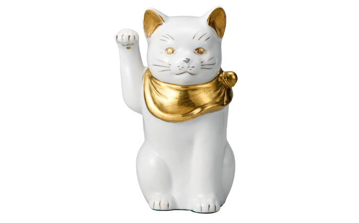 【瀬戸焼】江戸猫(小)本金 右手上げ 19cm 化粧箱入り 【スズカ】 / 招き猫 金運 財運 [BBDJ001]