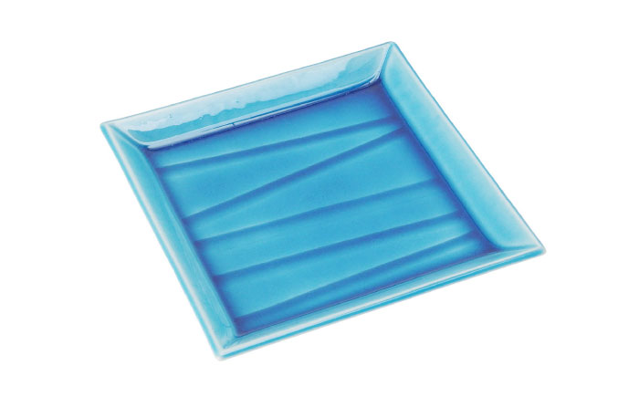 【瀬戸焼】削ぎ角皿中 貫入トルコブルー 2枚セット【ヤマハツクリタ株式会社】 / 食器 和食器 銘々皿 取皿 / 瀬戸市 [BBDV004] トルコブルー