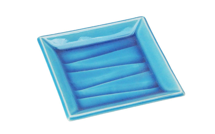 【瀬戸焼】削ぎ角皿小 貫入トルコブルー 2枚セット【ヤマハツクリタ株式会社】 / 食器 和食器 銘々皿 取皿 / 瀬戸市 [BBDV008] トルコブルー