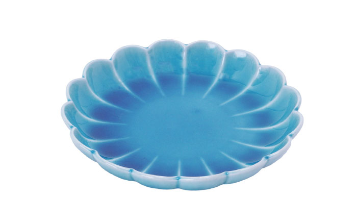 【瀬戸焼】削ぎ菊型取皿 貫入トルコブルー 2枚セット 【ヤマハツクリタ株式会社】 / 食器 和食器 丸皿 / 瀬戸市 [BBDV012] トルコブルー