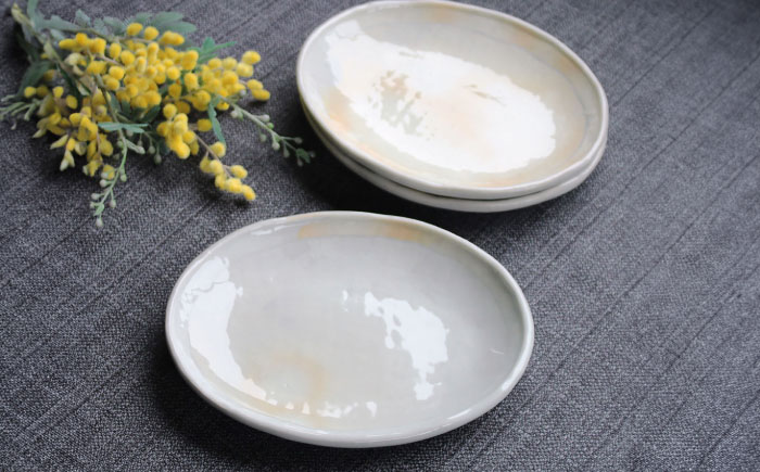 【瀬戸焼】 「舞陶館」　粉引 多用皿３枚セット【松本陶器株式会社】/ 皿 食器 / 瀬戸市 [BBDX002]