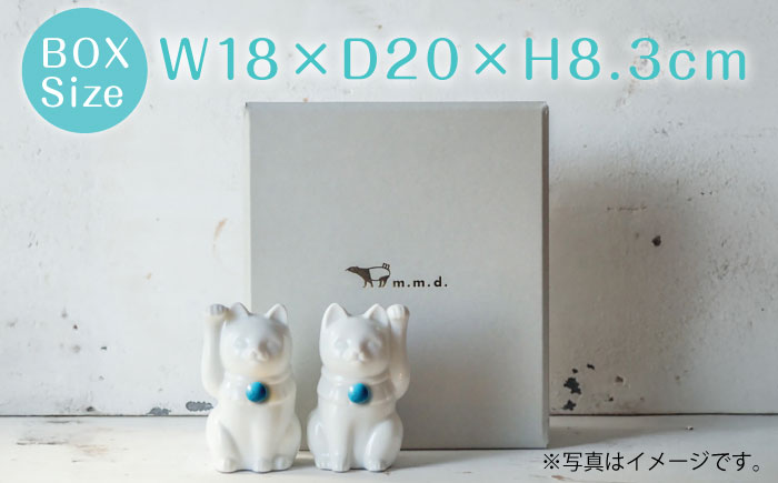 【瀬戸焼】＜招き猫＞Jeramic 2体セット ターコイズ12月 【m.m.d.】 / インテリア ネコ 風水 誕生石 [BBAC011]